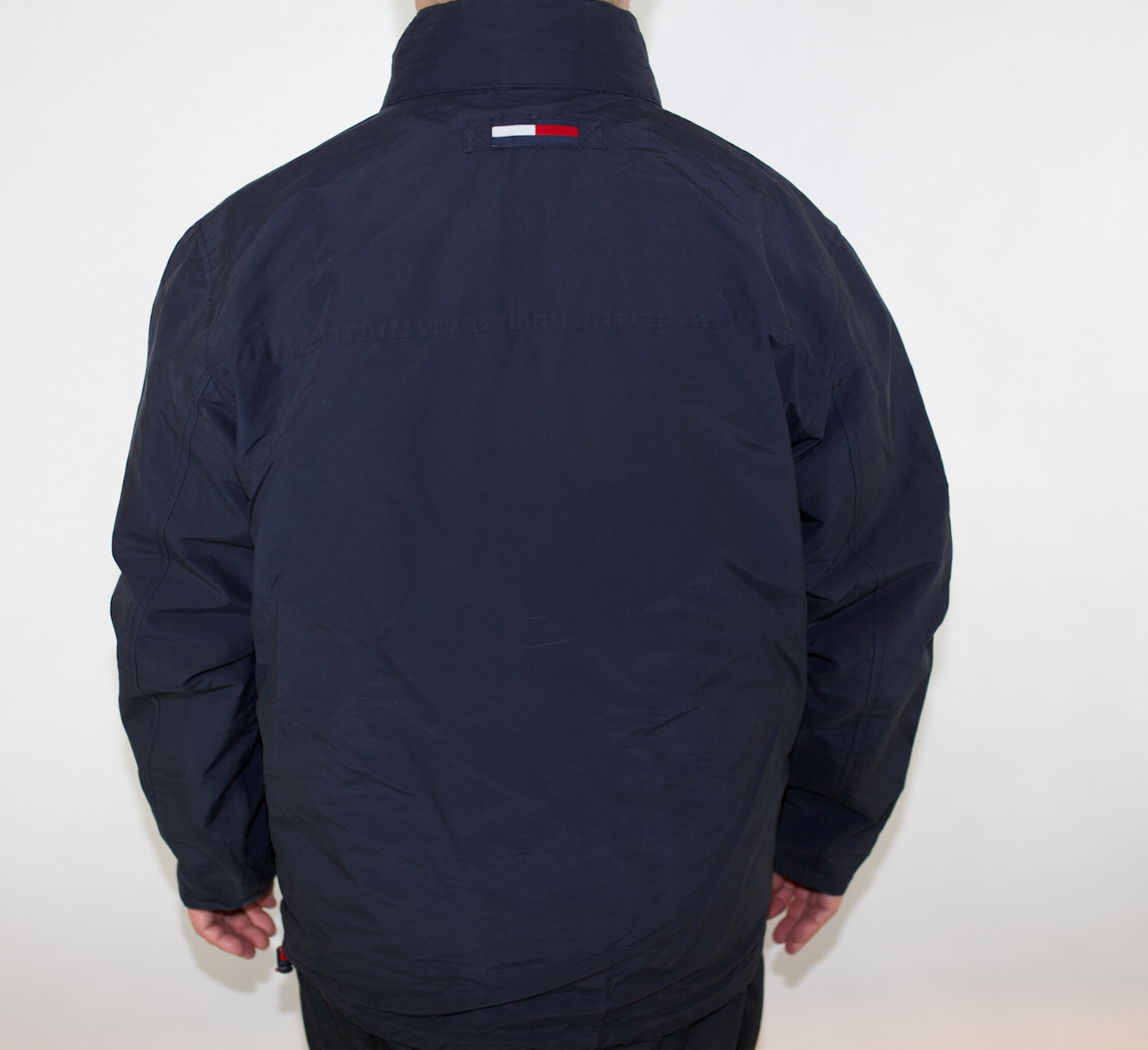 VINTAGE REVERSIBLE NAVY/BLACK TOMMY HILFIGER JACKET (XL) Fits XXL