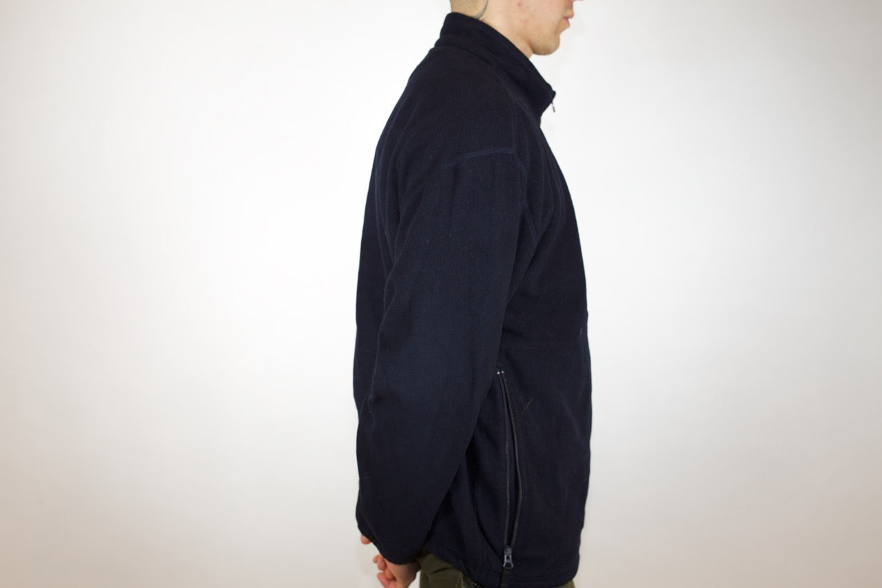 VINTAGE CHAPS RALPH LAUREN NAVY / YELLOW POLAR FLEECE PULLOVER JUMPER (XL)