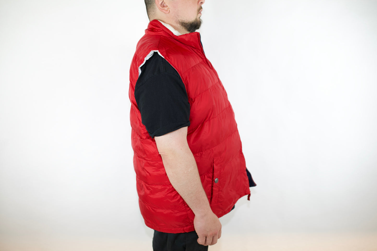 VINTAGE TOMMY HILFIGER REVERSIBLE RIPSTOP RED & WHITE NAVY PUFFER VEST (XXL) XXL