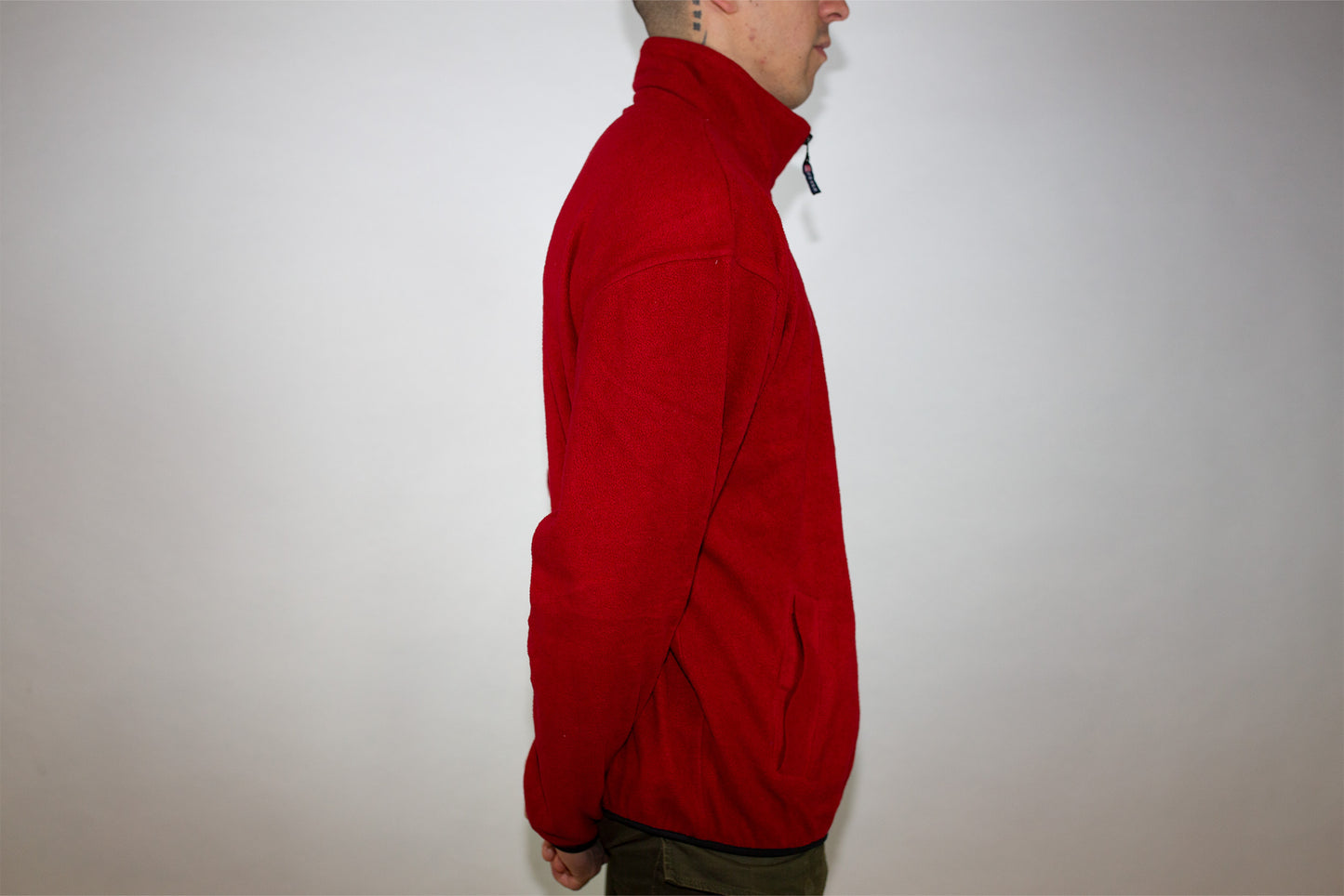 VINTAGE CHAPS RALPH LAUREN RED POLAR FLEECE PULLOVER(L)