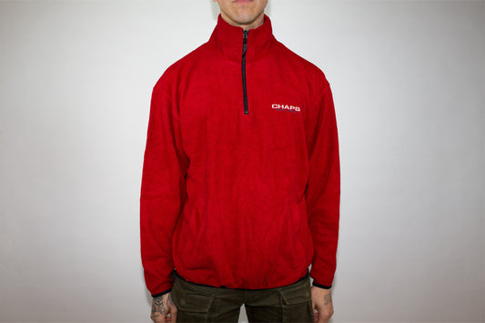 VINTAGE CHAPS RALPH LAUREN RED POLAR FLEECE PULLOVER(L)