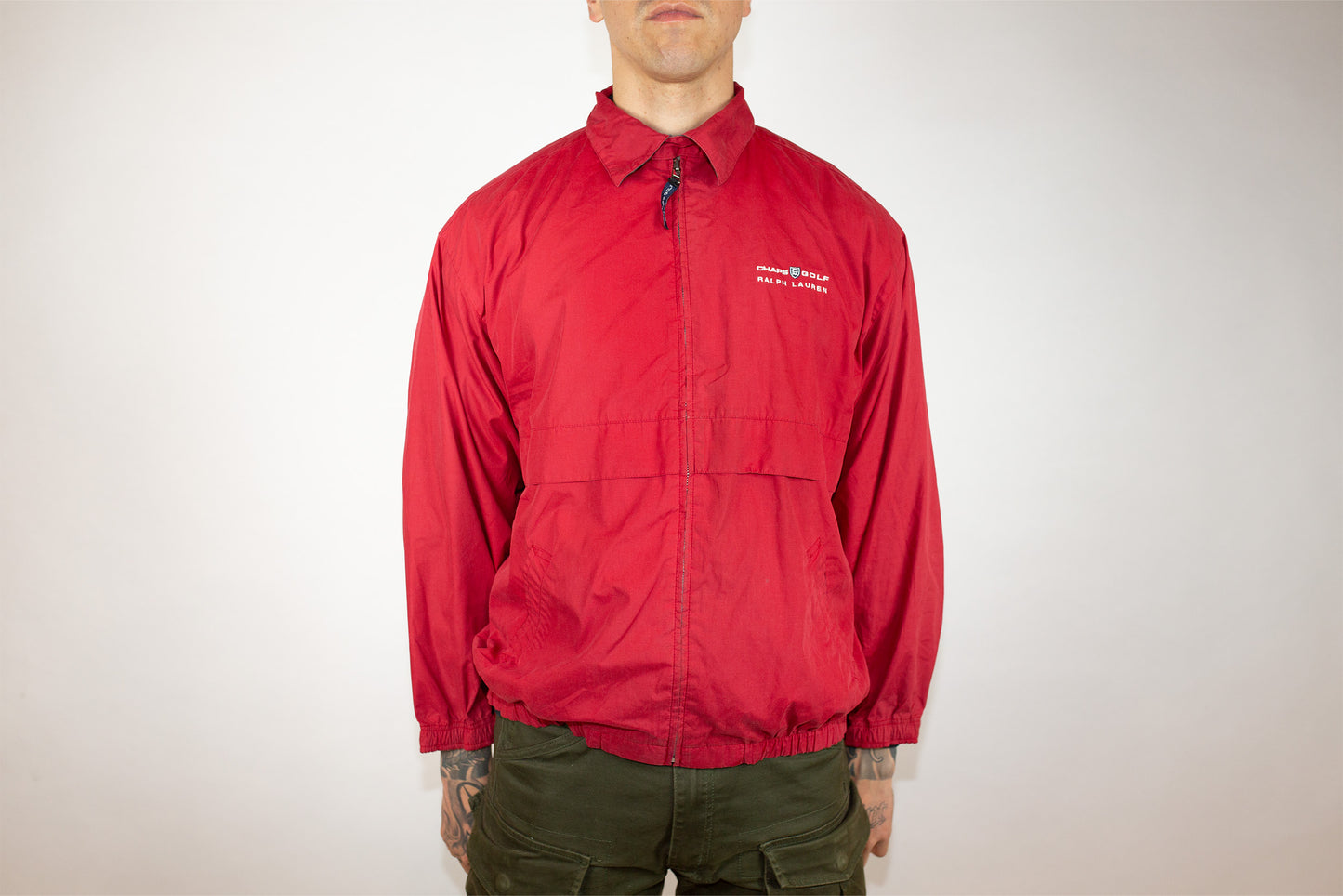 VINTAGE CHAPS RALPH LAUREN RED GOLF SPRAY JACKET (M)