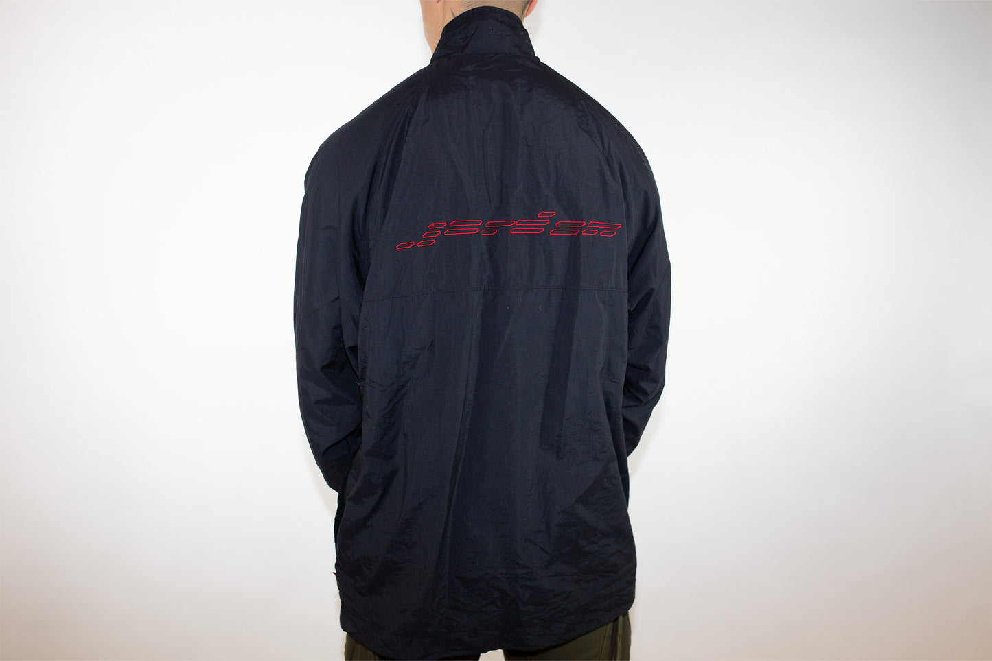 VINTAGE AIR JORDAN JUMP MAN BLACK/RED SPRAY JACKET(XL)