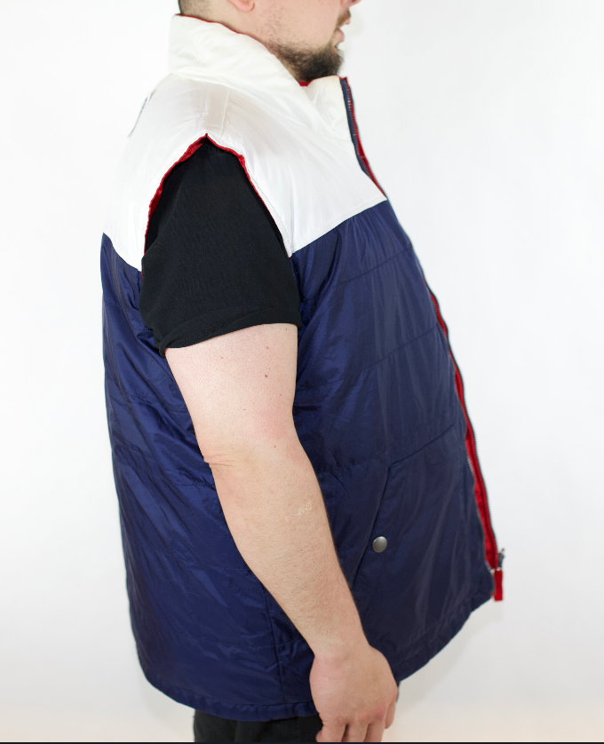 VINTAGE TOMMY HILFIGER REVERSIBLE RIPSTOP RED & WHITE NAVY PUFFER VEST (XXL) XXL