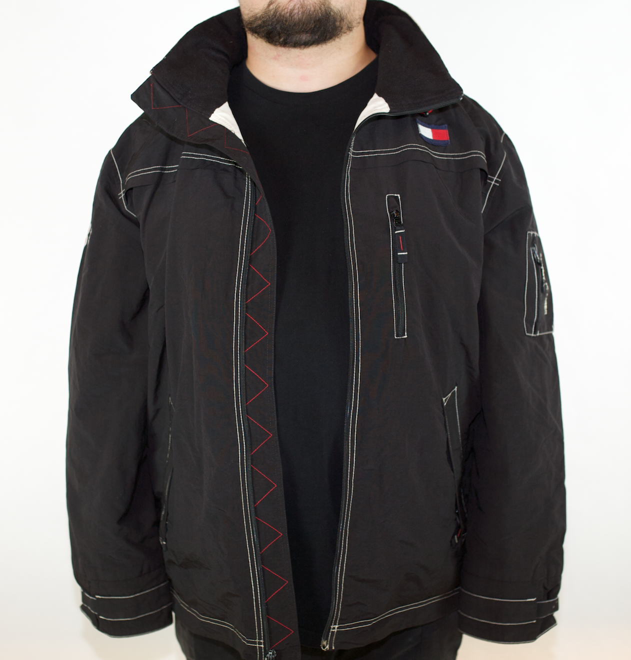 VINTAGE BLACK TOMMY HILFIGER JACKET (XXL)