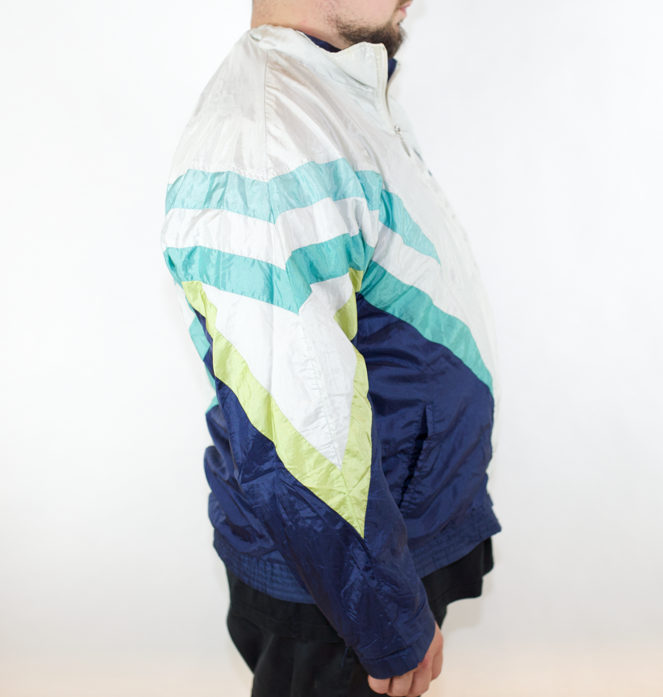 VINTAGE SILVER TEAL LIME GREEN SERGIO TACCHINI TRACK JACKET 52 FITS (L-XL)