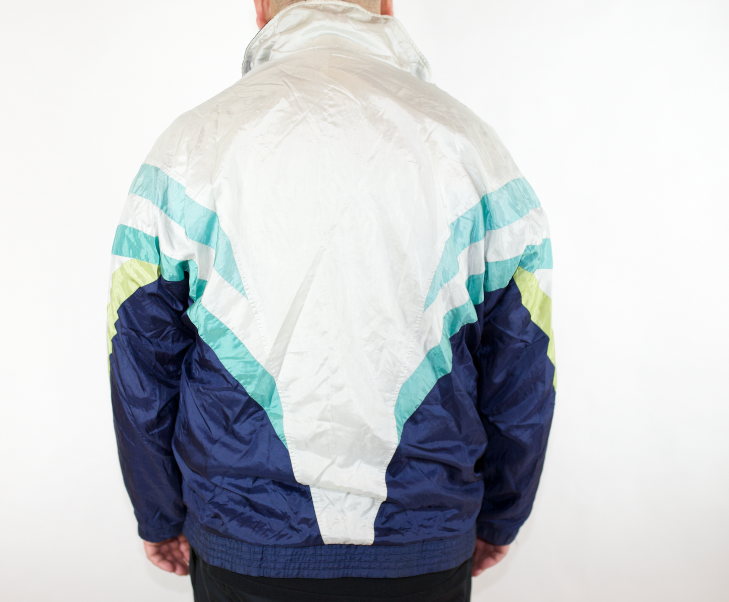 VINTAGE SILVER TEAL LIME GREEN SERGIO TACCHINI TRACK JACKET 52 FITS (L-XL)