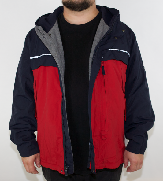 VINTAGE NAVY RED WHITE NAUTICA JACKET (XL)