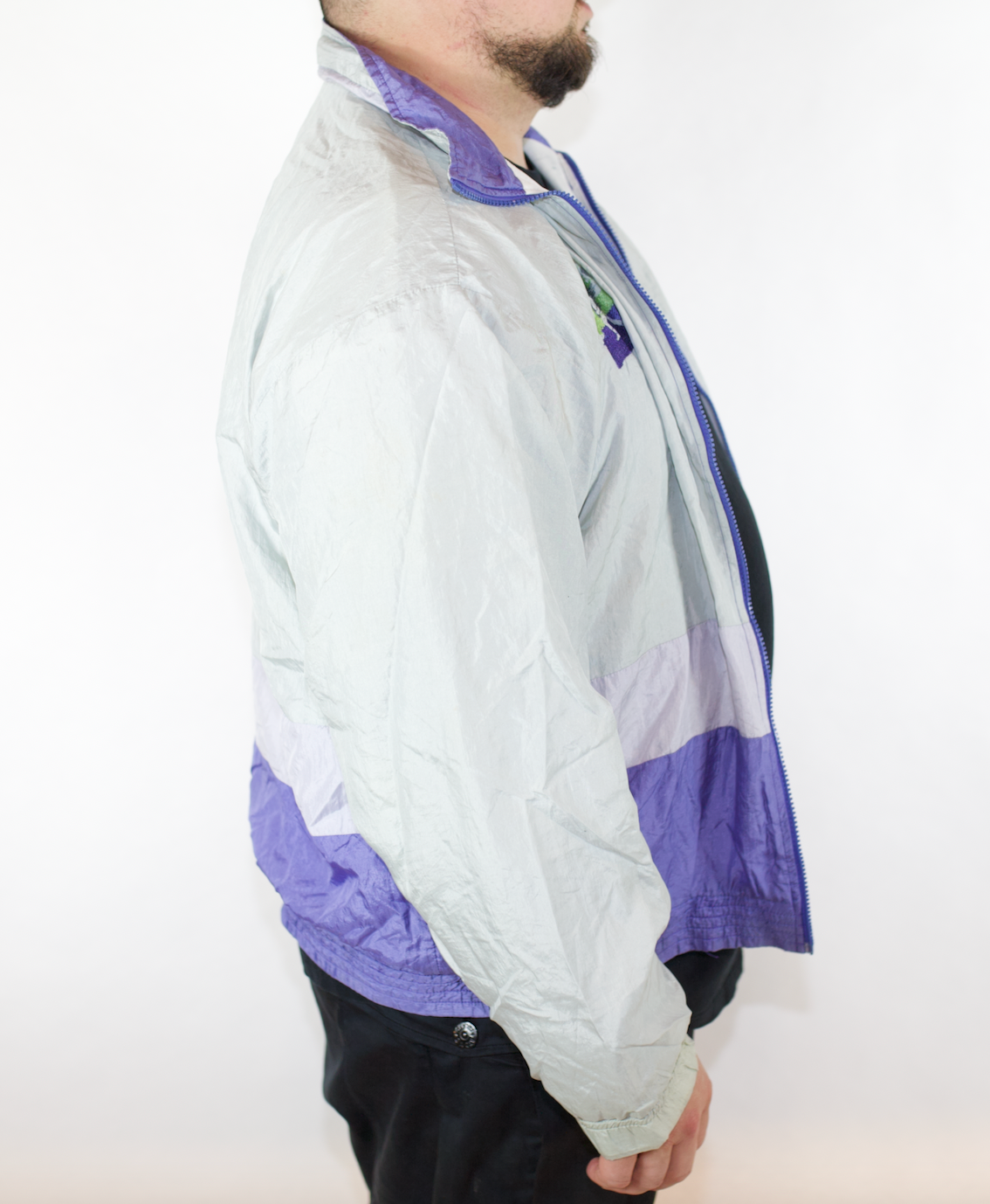 VINTAGE SILVER PURPLE GREY SERGIO TACCHINI TRACK JACKET 52 FITS (L-XL)