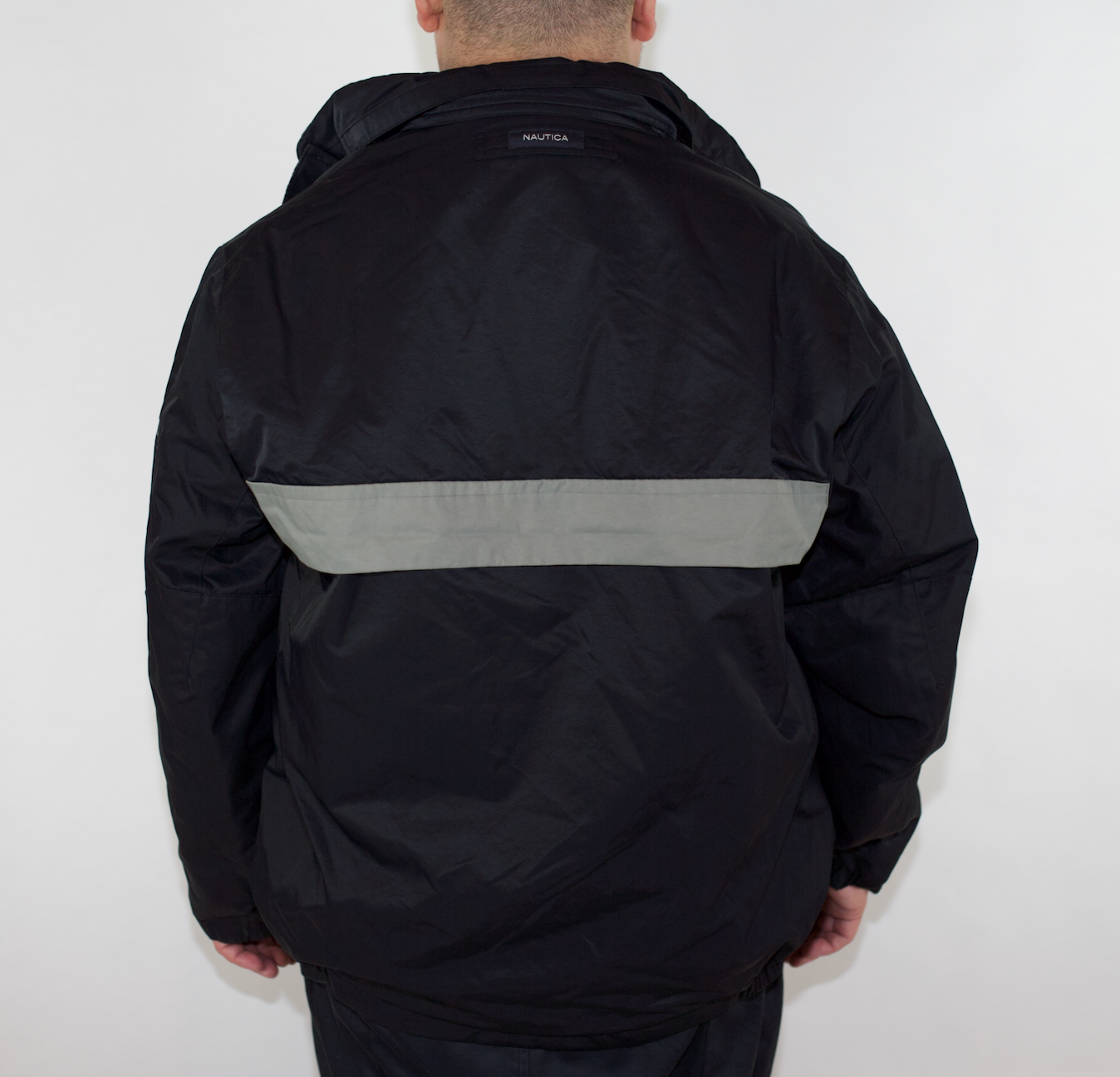 VINTAGE NAUTICA REVERSIBLE BLACK GREY NAVY/GREY JACKET (L)