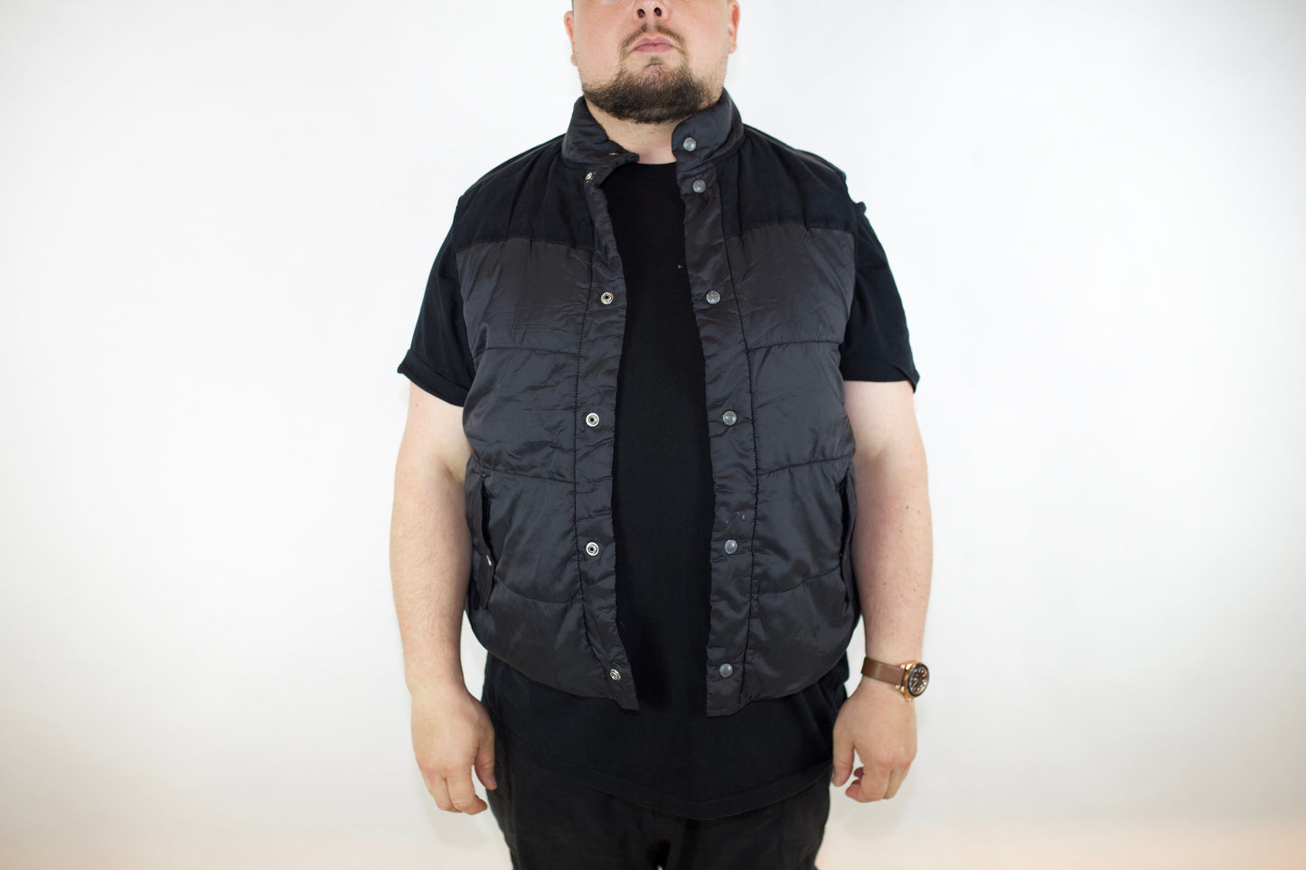 VINTAGE CHAPS BLACK PUFFER VEST XL